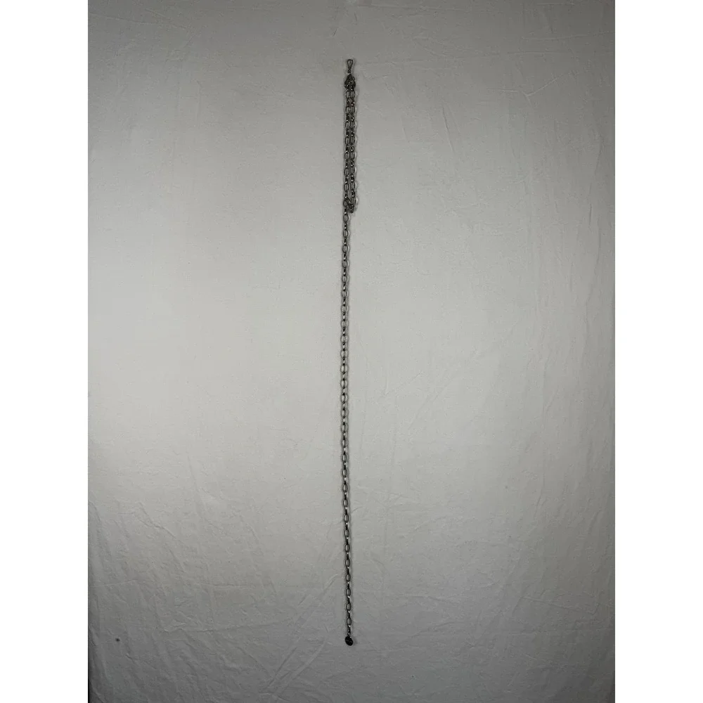 Michael Kors Silver Chain Belt Adjustable Logo Charm One‎ Size 46.5 Inch Long